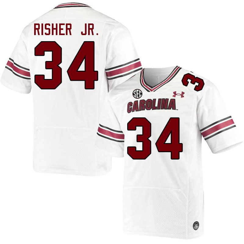 Men #34 Jamian Risher Jr. South Carolina Gamecocks 2023 College Football Jerseys Stitched-White